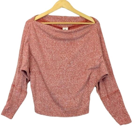 Free People Valencia Off The Shoulder Boat Neck Pullover Knit Top Red Clay Sz S - Picture 4 of 8